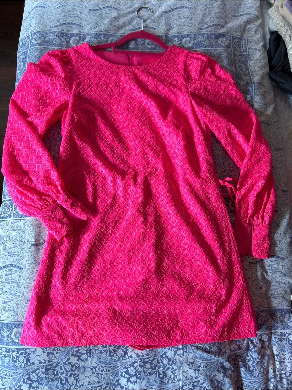 Tory Burch Hot Pink Eyelet Mini Dress